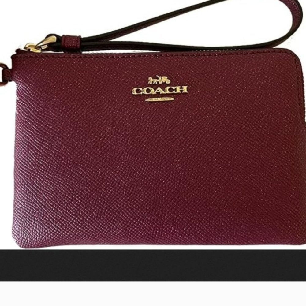 Coach Maroon Leather Wristlet